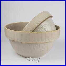 2 Nesting VTG Stoneware Pottery Ruckels Bowls Picket Fence Farmhouse Cream 2 Nesting VTG Stoneware Pottery Ruckels Bowls Picket Fence Farmhouse Cream