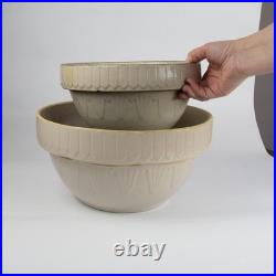 2 Nesting VTG Stoneware Pottery Ruckels Bowls Picket Fence Farmhouse Cream