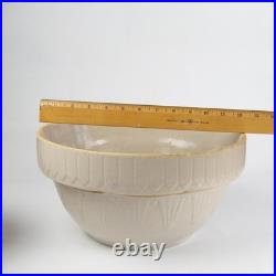 2 Nesting VTG Stoneware Pottery Ruckels Bowls Picket Fence Farmhouse Cream 2 Nesting VTG Stoneware Pottery Ruckels Bowls Picket Fence Farmhouse Cream