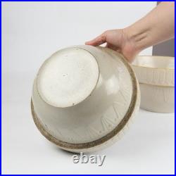 2 Nesting VTG Stoneware Pottery Ruckels Bowls Picket Fence Farmhouse Cream