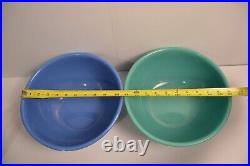 2 Vintage Gaetano Pottery Bowls Large Mixing Serving USA Handmade Blue Green