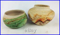 2 Vintage Nemadji Native American style pottery vases / bowls made in Minnesota