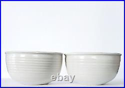(2) Vintage Studio Art Fine Ceramic White Pottery Serving Bowls Signed