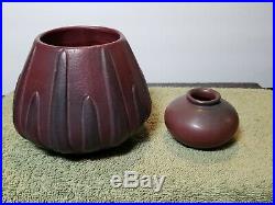 2 Vintage Van Briggle Pottery Yucca Leaves USA Mullberry Bowl VASE