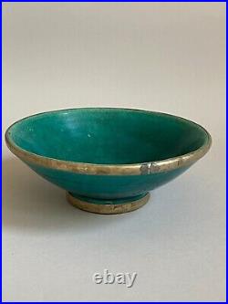 2 x Moroccan Bowls Turquoise Blue Green Pottery Persian Islamic Vintage Antique