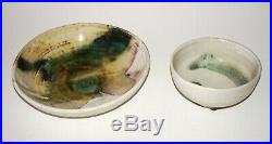 2x Vtg Hawaii Pottery Bowls White & Pastel Tone Glaze by Toshiko Takaezu (Cwo)