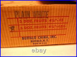 36 Vintage Buffalo China X-9 Plain White Fruits Dish Bowl 4-3/4 Case Lot NOS