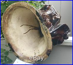 37 GARDEN PEDESTAL antique pottery majolica jardiniere vase bowl vtg roseville
