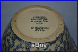 3 Graduated Nested Sponge Ware Mixing Bowls Robinson Ransbottom Blue Vintage