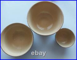 3 Red Wing Saffron Ware Pottery Sponge Bowls Stamped 5.5-8.5 And 9.75 Inches