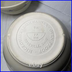 3 Roseville Ohio Friendship flower accent Pottery Mixing Bowls Lg. 6Qt4QT 2Qt