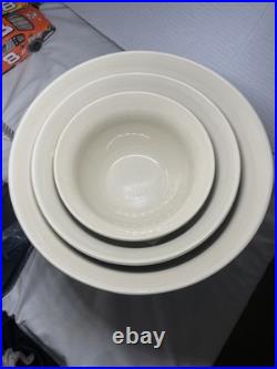 3 Roseville Ohio Friendship flower accent Pottery Mixing Bowls Lg. 6Qt4QT 2Qt