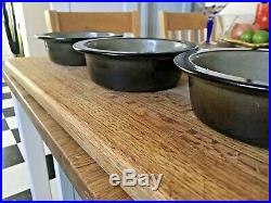 3 VTG Heath Ceramics Pottery 7.25 Cereal / Soup Bowl Greenish Brown Rimmed MINT