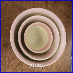 3 Vtg. Rare Color USA Original Mixing Bowls Stoneware Pottery Cottage Core MCM