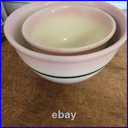 3 Vtg. Rare Color USA Original Mixing Bowls Stoneware Pottery Cottage Core MCM