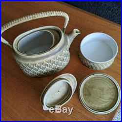 3 pcs Jens Quistgaard Relief Vintage Teapot & Sugar Bowl & Large Plate Danish