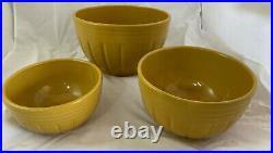 3pc R. R. P. Roseville Ohio Mustard Yellow Nesting Mixing Bowls #168