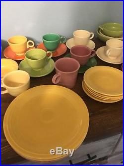 46 Piece Lot Vintage Fiesta Ware Fiestaware Cups Bowls Plates Saucers