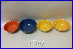 4-piece Set Vintage Bauer Ringware Pottery Bowls 3 Colors