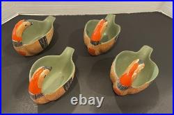 4 Vintage Bitossi for Goodfriend Pheasant Bird Pottery Bowls Italy Aldo Londi