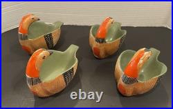 4 Vintage Bitossi for Goodfriend Pheasant Bird Pottery Bowls Italy Aldo Londi