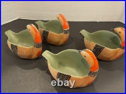 4 Vintage Bitossi for Goodfriend Pheasant Bird Pottery Bowls Italy Aldo Londi