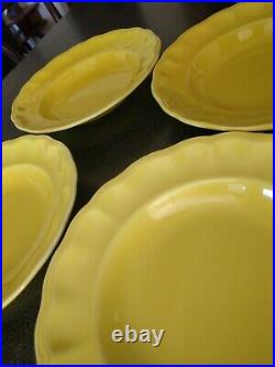 4 Vintage ELYSEE LUNEVILLE LOUIS XV YELLOW RIMMED SOUP BOWLS BOWL FRANCE