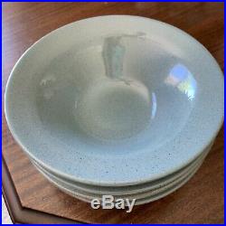 4 Vintage Edith Heath Pottery Gray/Green Bowls Soup Pasta Cereal Serving 8.25