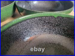 4 Vintage Japan Bowls 6-3/8 Handcrafted Mino Ware Pottery Stamped MCM