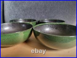 4 Vintage Japan Bowls 6-3/8 Handcrafted Mino Ware Pottery Stamped MCM