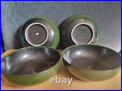 4 Vintage Japan Bowls 6-3/8 Handcrafted Mino Ware Pottery Stamped MCM 4 Vintage Japan Bowls 6-3/8 Handcrafted Mino Ware Pottery Stamped MCM