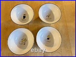 4 Vintage Pottery Barn REINDEER Cereal Bowls 6.5 Cupid/Donner/Blitzen/Comet NEW