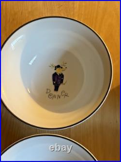 4 Vintage Pottery Barn REINDEER Cereal Bowls 6.5 Cupid/Donner/Blitzen/Comet NEW