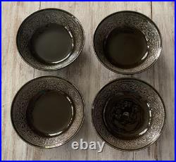 4 Vtg 60s Laveno Diamondstone Green Daisy Margherita MCM Cereal Bowls A. Campi