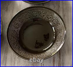 4 Vtg 60s Laveno Diamondstone Green Daisy Margherita MCM Cereal Bowls A. Campi