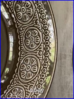 4 Vtg 60s Laveno Diamondstone Green Daisy Margherita MCM Cereal Bowls A. Campi