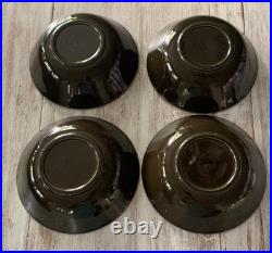 4 Vtg 60s Laveno Diamondstone Green Daisy Margherita MCM Cereal Bowls A. Campi