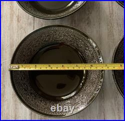 4 Vtg 60s Laveno Diamondstone Green Daisy Margherita MCM Cereal Bowls A. Campi