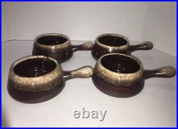 4pc Vintage McCoy Pottery Brown Drip Glaze French Onion Soup Bowls #7054