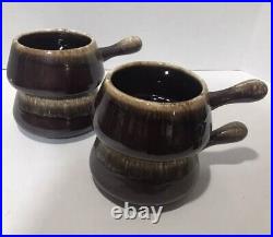 4pc Vintage McCoy Pottery Brown Drip Glaze French Onion Soup Bowls #7054