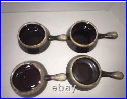 4pc Vintage McCoy Pottery Brown Drip Glaze French Onion Soup Bowls #7054