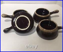 4pc Vintage McCoy Pottery Brown Drip Glaze French Onion Soup Bowls #7054