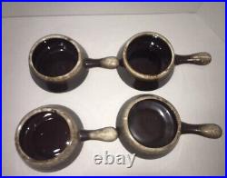 4pc Vintage McCoy Pottery Brown Drip Glaze French Onion Soup Bowls #7054