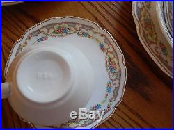 55 Pc Vintage USA Pottery Flower Gold Trim Platters Sugar Creamer Serving Bowls