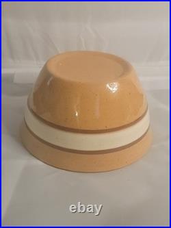 5 Piece Antique Yellowware Nesting Mixing Bowl Set Brown White Banded Immaculate