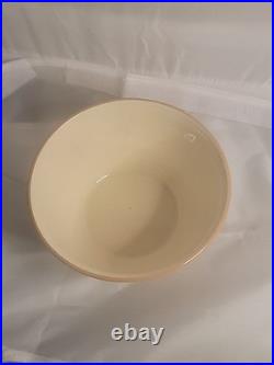 5 Piece Antique Yellowware Nesting Mixing Bowl Set Brown White Banded Immaculate