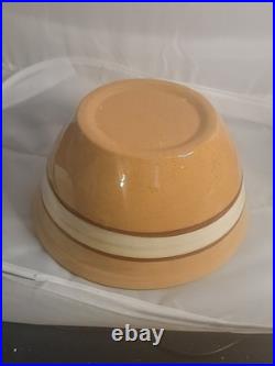 5 Piece Antique Yellowware Nesting Mixing Bowl Set Brown White Banded Immaculate