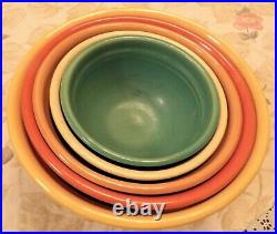 5 Vintage BAUER Pottery Ringware Mixing/Nesting BowlsMulti-Color & Beautiful