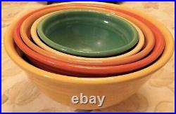 5 Vintage BAUER Pottery Ringware Mixing/Nesting BowlsMulti-Color & Beautiful