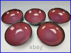5 Vintage Edith Heath Ceramics Raspberry 5 3/8 Fruit/Side Bowls